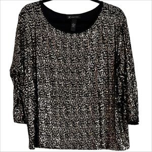 INC INTERNATIONAL CONCEPTS Sequin Oversized Top Size M